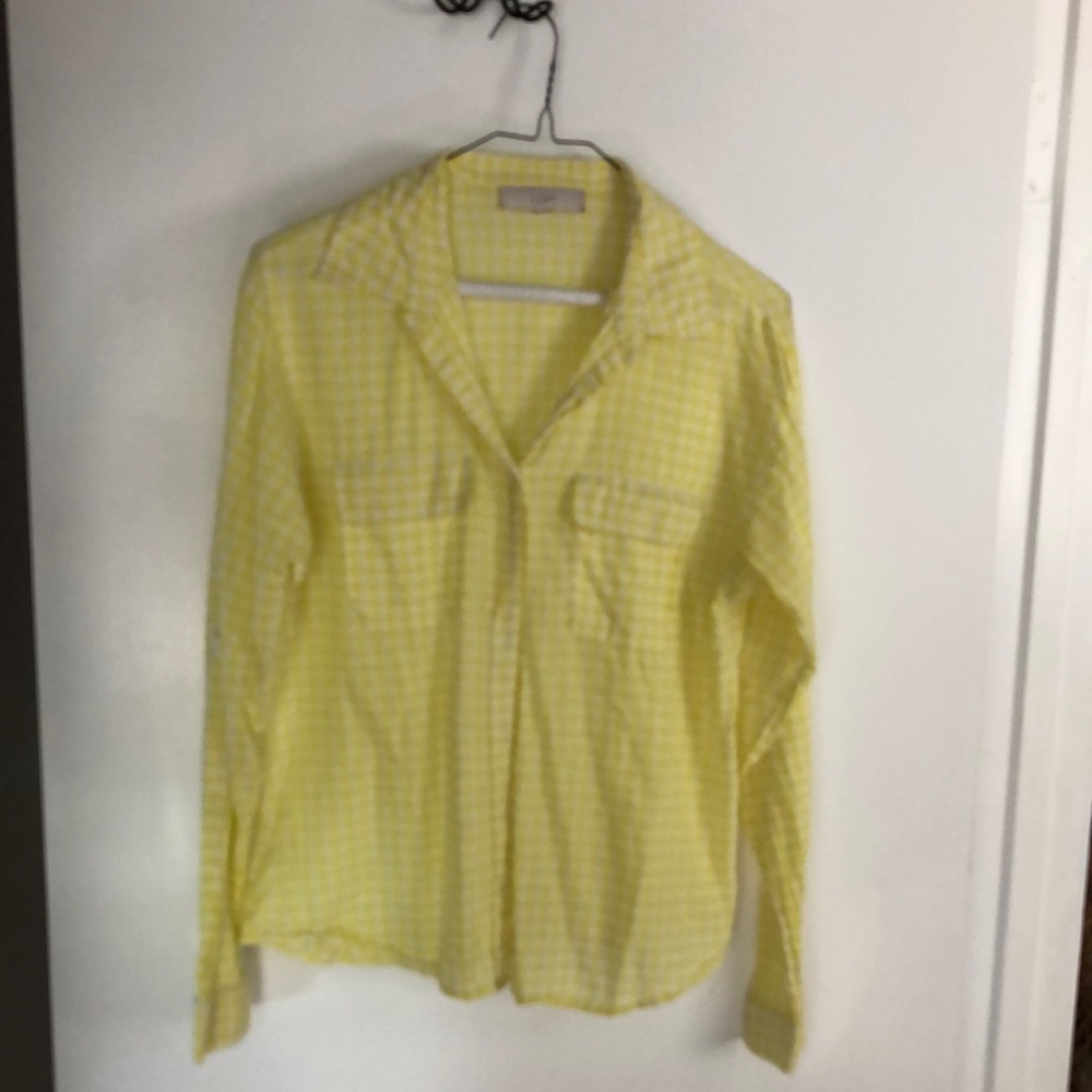 Yellow and white checkered button down